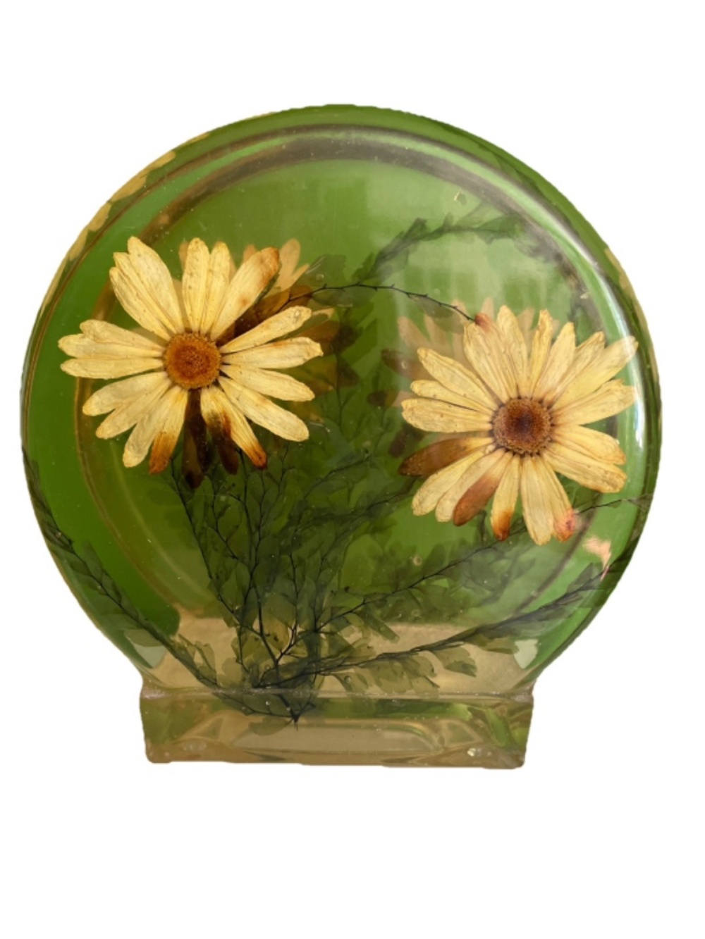 Vtg Lucite daisies Floral Napkin Holder Yellow 70's Mail Organizer paper Retro